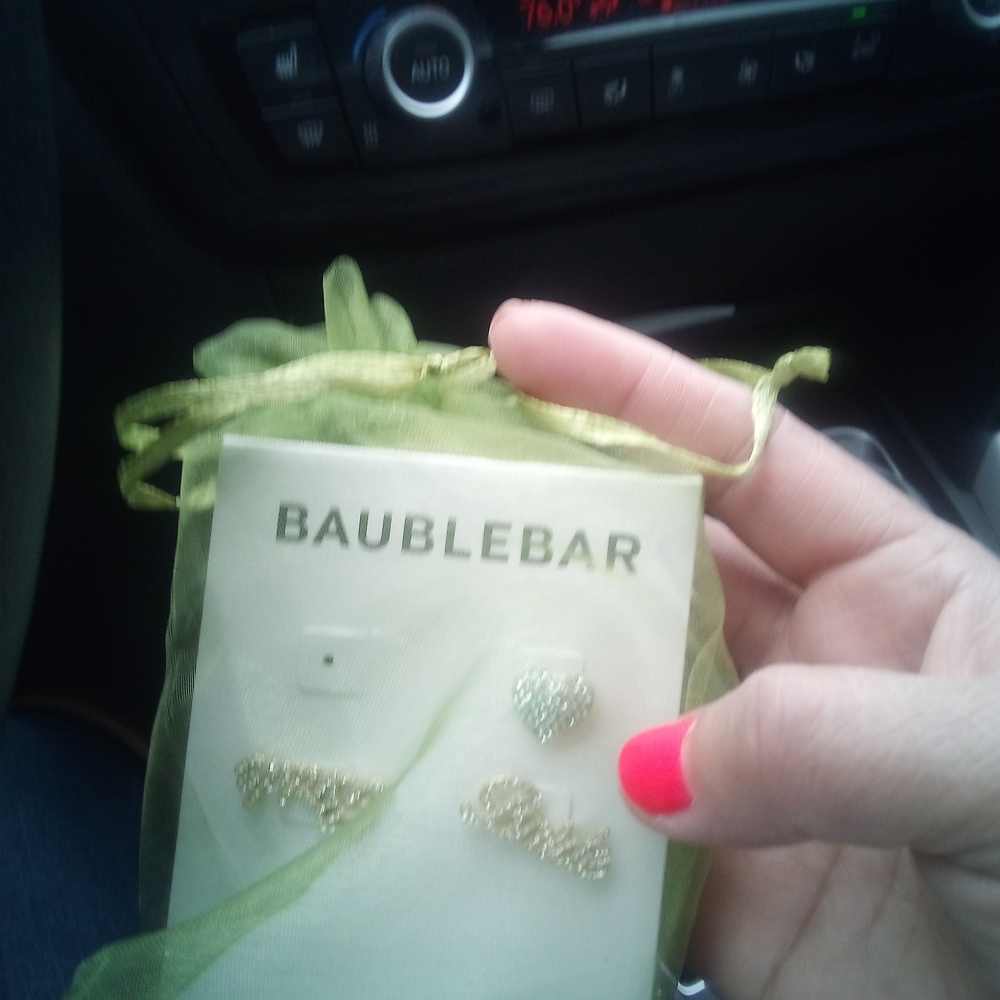 BaubleBar Gold and Green Earring Set